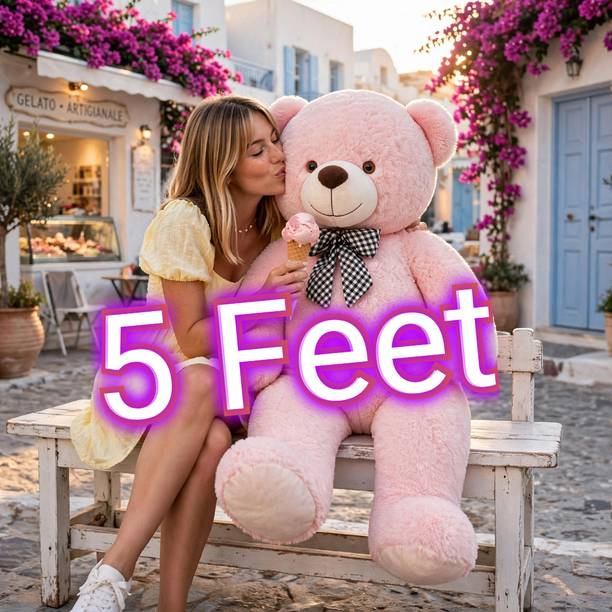 NITYA SOFT TOYS Big Pink Teddy Bear 5 Feet Premium Plush Toy for Cuddles and Gifts  - 60 inch