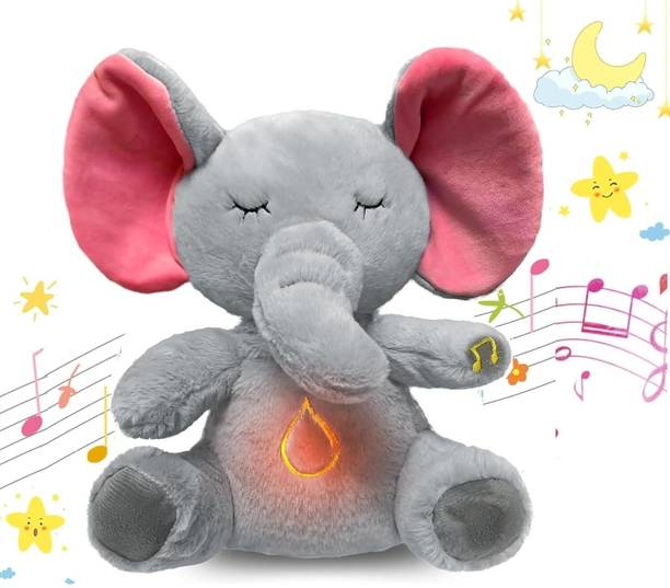 PAPASpace Breathing Elephant Soft Toy 32cm Plush Stuffed Animal with Music Heartbeat Gift  - 10 cm