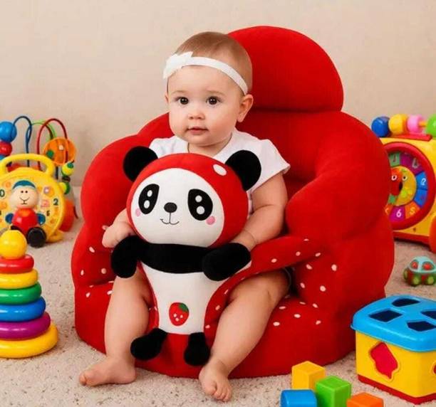 JASIL Soft Plush Cushion Baby Sofa Seat Or Rocking Chair for KidsROUND-RED-PANDA-XQ-01  - 35 cm