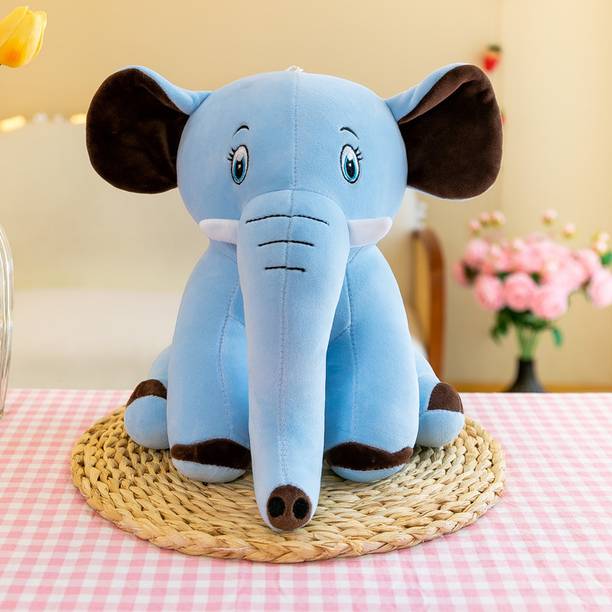 SHREEJI GIFT Adorable Blue Elephant Soft Toy – Cuddly Stuffed Animal for Boys & Girls  - 30 cm