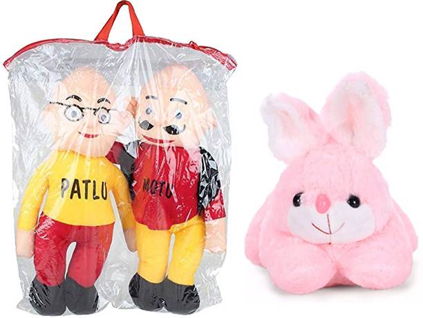 BestLook Motu Patlu Soft Toy for kids With Pink Rabbit Pack of 2  - 20 cm
