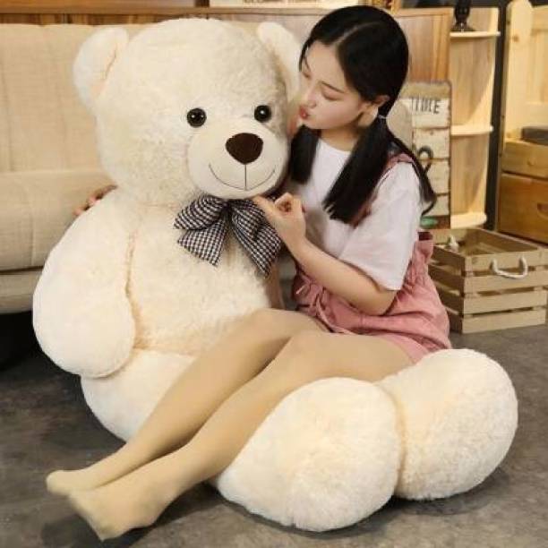 Plushie 4 Feet Se Toda Chota Very Cute Long Soft Teddy Bear Best For Gift - 4 FOOT CREAM  - 46 inch