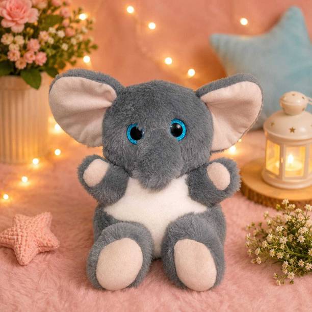 BySonus Cute Grey Elephant Soft Toy Teddy | Ultra Soft Plush Stuffed Animal  - 20 cm