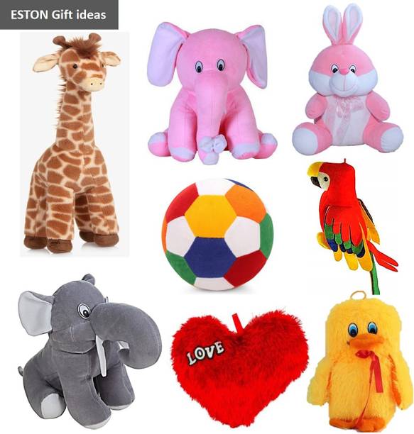 eston Combo Of ( Unicorn, Kitty, Penguin, Rabbit, Pikachu, White Elephant, Parrot, Balloon Teddy, Cap Teddy, Heart Pillow) Soft and Stuffed Toys for Birthday Gift for Girls/Wife, Boyfriend/Husband, Soft Toys Wedding/Anniversary Gift for Couple Special, Baby Toys Gift Items  - 30 cm