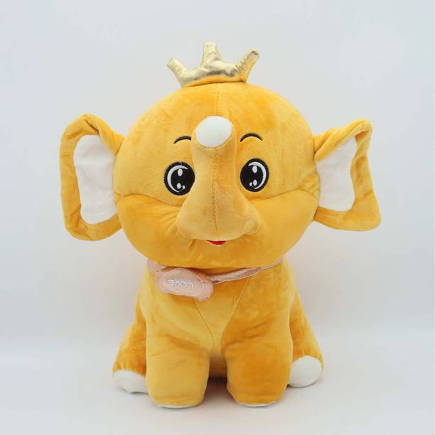 Plushora Latest Crown Elephant, Stuffed Plushie, Soft Toys For Kids  - 40 cm