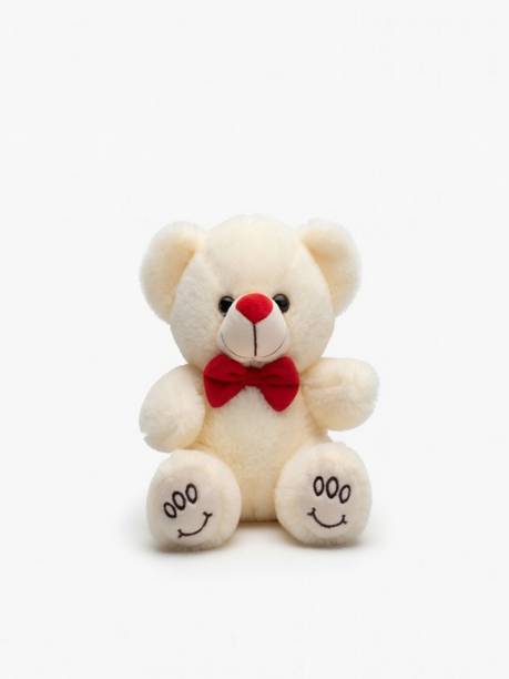 FUN KIDS Soft fur teddy bear,small teddy with plastic eyes,fabric bow,for gift decoration  - 25 cm