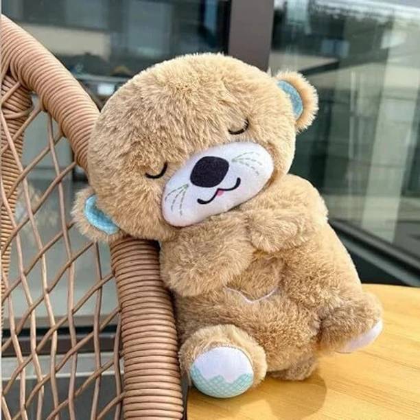 RQPFAB Music, Sounds, Lights and Breathing Motion, Breathing Toy Teddy Bear with Lights  - 20 cm