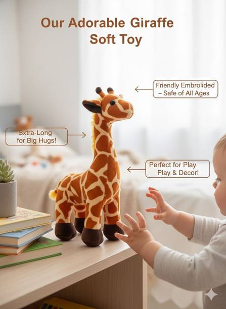 FUN KIDS Premium Soft Plush Giraffe Stuffed Animal Toy for Kids & Nursery Decor - 30 cm