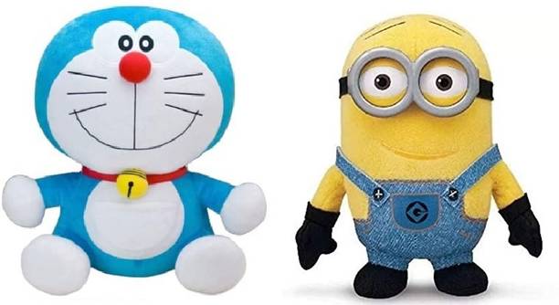 sai ji Stuffed Toy Combo Minion with Doremon Soft Toy for Kids  - 30 cm