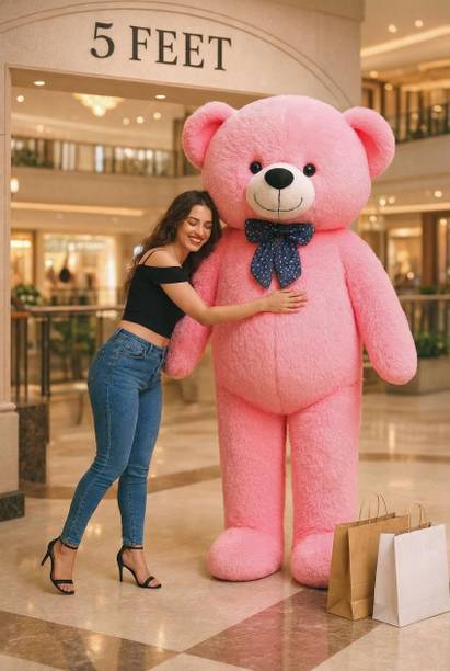 Krishna Creation 5ft Pink Teddy Bear – Soft 20mm Fur, Washable & Perfect Gift  - 60 inch
