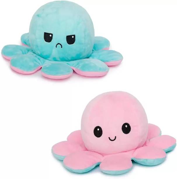 Toyingly Reversible Green Pink Octopus Soft Toy for, Girls and Boys, Birthday present  - 20 mm