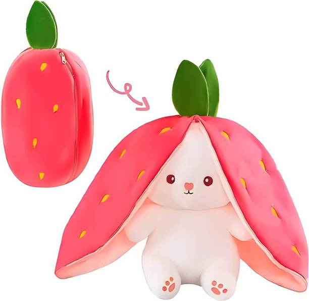 URSHREE Trending Reversible Rabbit-Strawberry Bunny Soft Toy(Plushie Rabbit)-35CM  - 35 cm