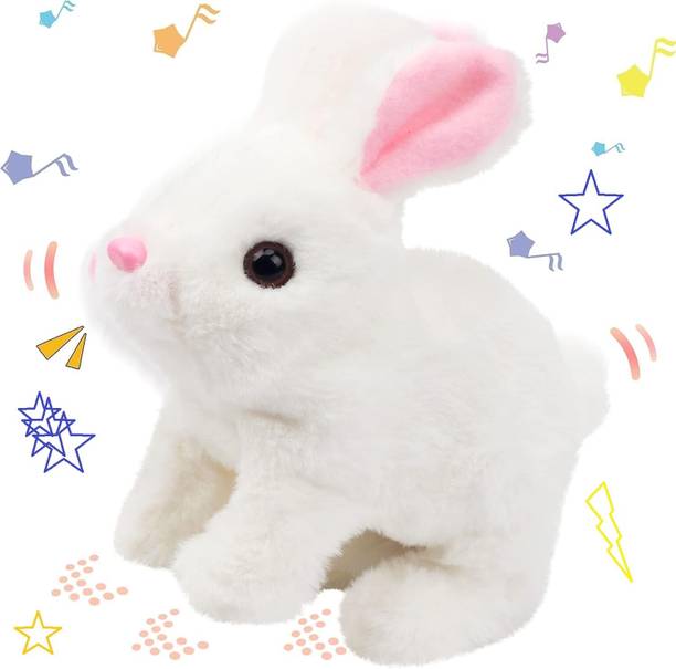 Bitline Hopping Rabbit Walking Wiggle Ears Twitch Nose Gift for Toddlers Birthday Bunny - 7 cm