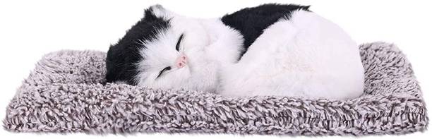 Super Toy Cute Sleeping Cat Plush Toy with Meow Sound, Kids Gift & Car Dashboard Accessory  - 4 cm