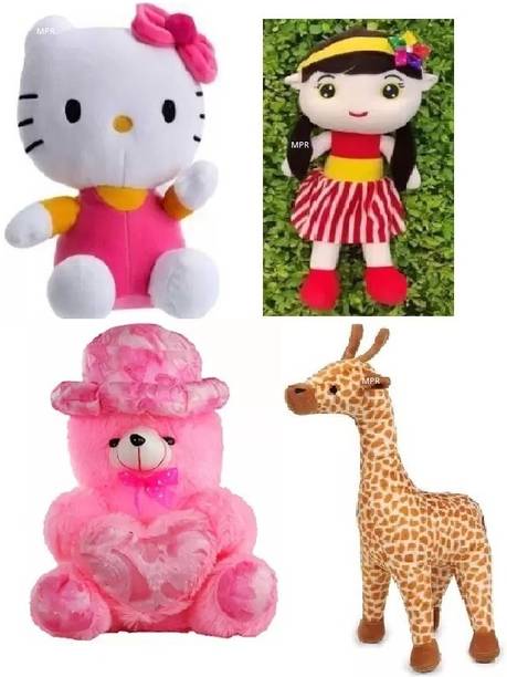 MPR ENTERPRISES Playing RedSofia,HelloKitty,Giraffe & Pink cap Kids boys, girls teddy bear  - 26 cm