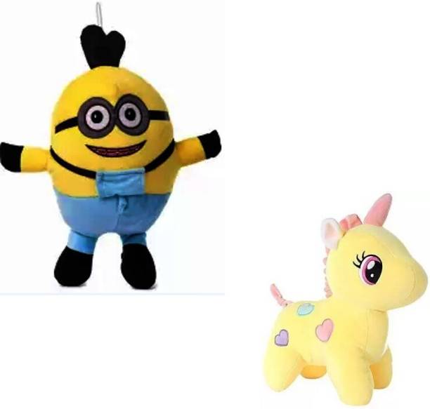 abhishek trading company Combo pack of Minion and Yellow unicorn  - 30 cm