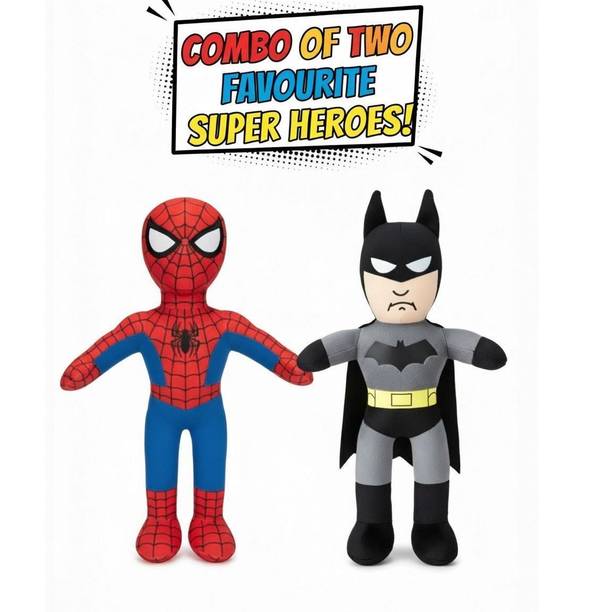 FUN KIDS Dynamic Duo Soft Toys: Spiderman and Batman Combo (50 cm Each) - 10 cm
