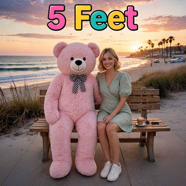 Shiv creations Deluxe 5 Feet Pink Teddy Bear with Huggable Plush and Soft Cotton Filling  - 60 inch