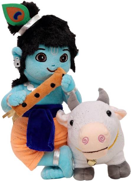 Panda's Box Lord Krishna & Cow (Non-musical) Plush Soft Toy  - 32 cm