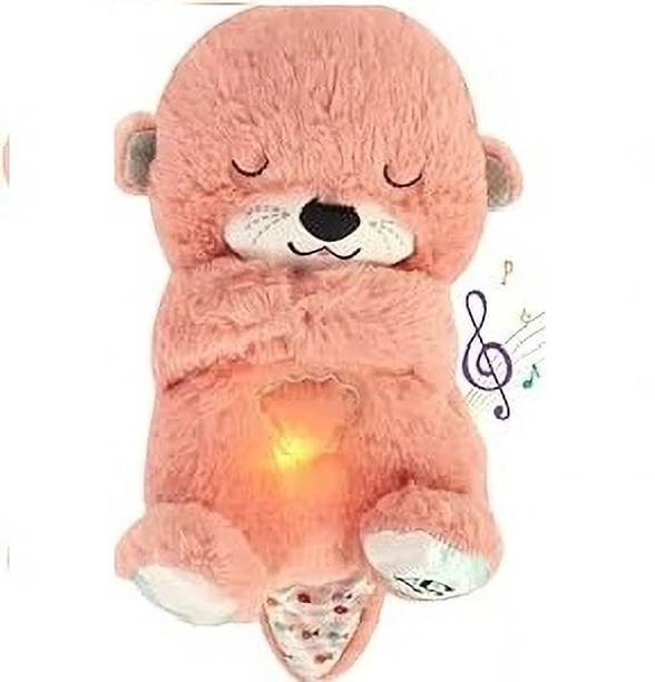 RQPFAB Sound and Light Smoothing Sound Otter Baby Put to Sleep Breathing Teddy Bear toy  - 25 cm