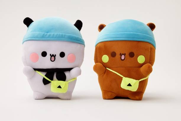 ShriToys Bubu Dudu Pair Plush Toy Set – Cute Panda & Bear Soft Toys with Cap & Sling Bag  - 30 cm