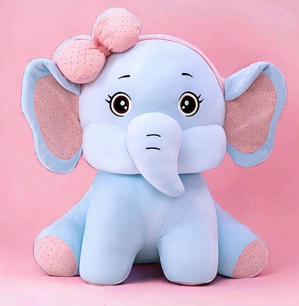 snuglystuff New Cute Bow Elephant Soft toy, Teddy, Cozy For Kids, Babies, Gift  - 40 cm