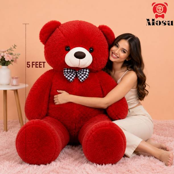 MOSU Fluffy Red Teddy Bear 5 Feet Extra Soft Plush Toy for Hugging and Cuddling  - 150 cm