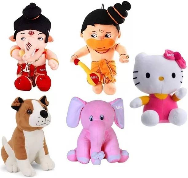 Anidhi Playing Hanumanji,Ganeshji,Appu,Kitty & Bull Dog Kids boys, girls teddy bear  - 25 cm