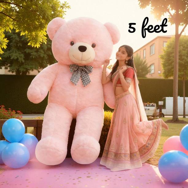 Krishna Creation Fluffy 5 Feet Pink Teddy Bear for Girls Birthday Surprise Gift  - 60 inch