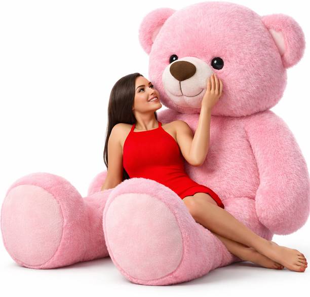 Plushie 4 Feet Se Toda Chota Very Cute Long Soft Hugable Teddy Bear Best For Gift - 4 FOOT WALA PINK  - 46 inch