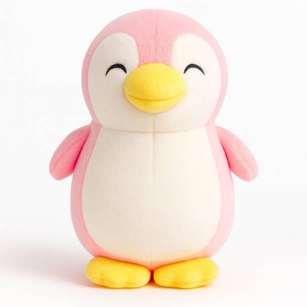 avarnixkids Pink Soft Cuddly Stuffed Penguin Animal, Yellow Beak and Feet, 24 CM Height - 23 cm