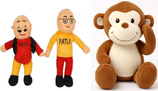 KPN Soft Motu Patlu Plush & Monkey Soft Toys Combo of 2 Soft Toys for Kids/Girls  - 30 cm