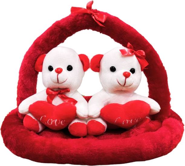 stuff tree Valentine Day Teddy Bear Couple set Red and White Surprise Gift  - 30 cm