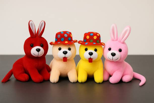 mitthu Pack of 4 | Soft Dogs & Cats Toys | for 1-6 Year Kids | Good Quality |  - 18 cm