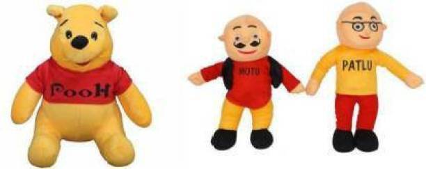 Nihan Enterprises Plush & Adorable Motu Patlu & Pooh Combo Of 2 For Kids, Gift 30 cm-STY  - 30 cm
