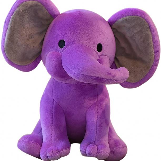 Toyingly Purple Elephant Plush Toy Soft & Cuddly Stuffed Animal for Kids  - 35 cm