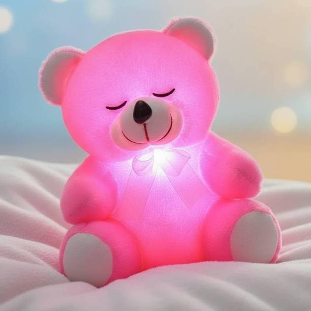 Alvero Soft Plush Stuffed Toy Glowing Teddy Bear with Light Music for Kids & Gifting  - 25 cm