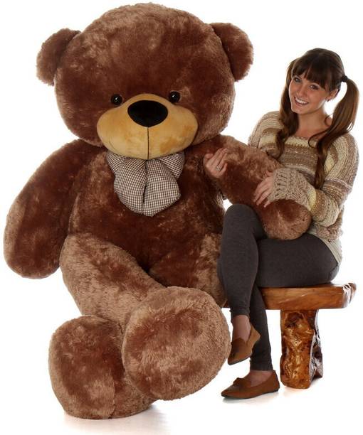 Krishna Creation 5 FEET COFFEE TEDDY For Girls And Boys | Teddy Bear With Neck Bow Stuffed Toy  - 60 inch
