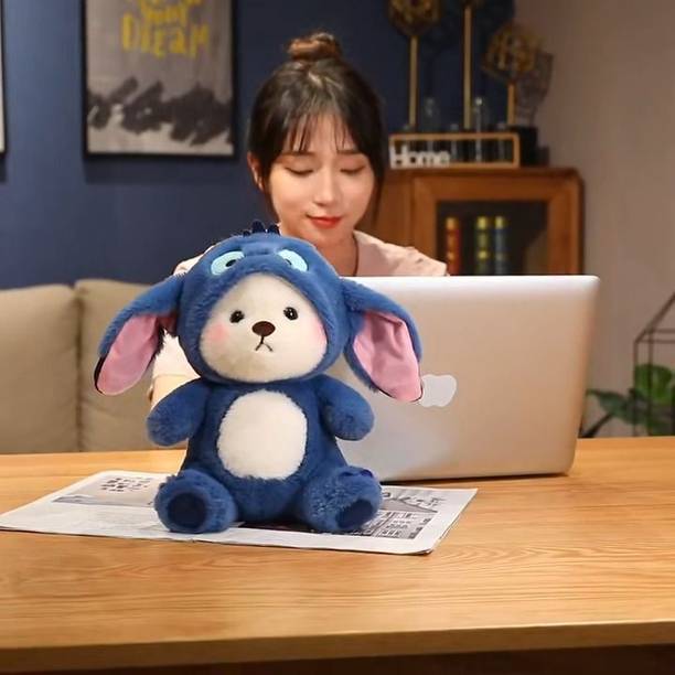 snuglystuff Lena Bear Stitch Teddy Bear Stuffed Soft Toys For Girls, Kids, Plush,Hoodie Bear - 28 cm