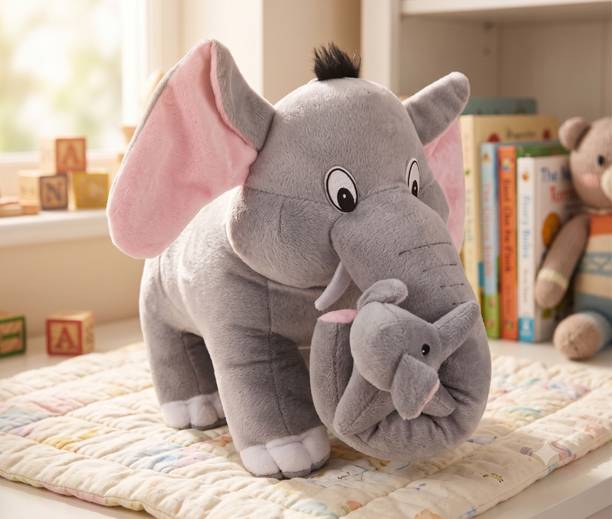 TeddyWallah Mother & Baby Elephant Plush Soft Toy | 35 cm Stuffed Animal for Kids  - 30 cm