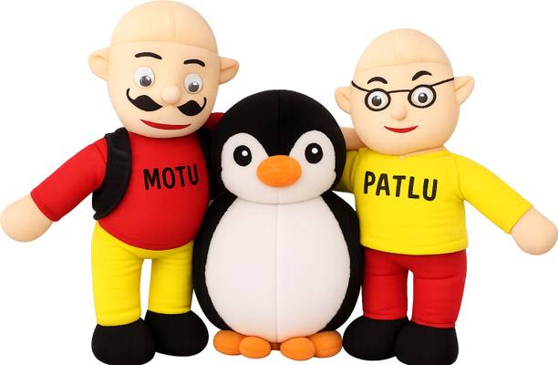 Softtoy Motu Patlu Penguin Bestt Toy Combo Plush Teddy Set for Boys & Girls  - 182 mm