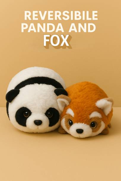 BEBOTA Reversible Panda & Fox Small Size Plush Toy, Soft Toy Pack of 1  - 15 cm