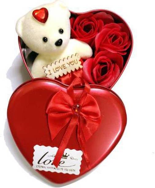 MAHI HOME DÉCOR MHD_VALENTINES DAY GIFT SET TEEDY & ROSE GIFT SET RED SET GIFT ( RED BOX )  - 65 cm