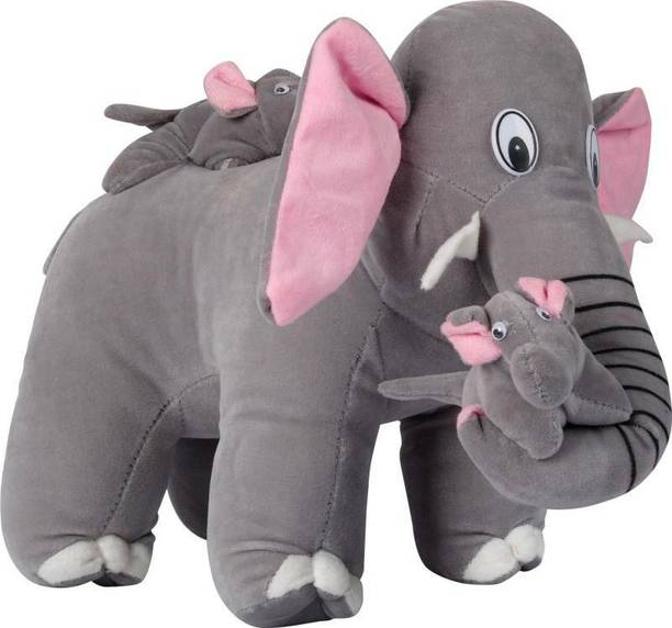 AVIDIP mother elephant teddy bear soft toy 38-cm - 38 cm (Grey)  - 32 cm