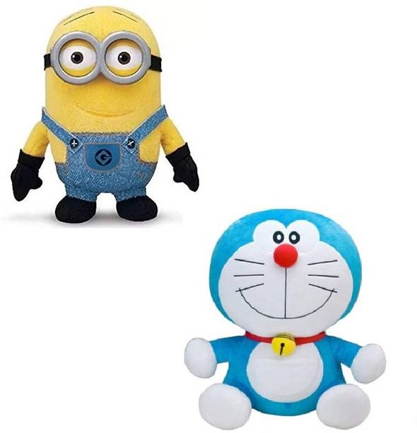 sai ji Stuffed Toy Combo 2 Doremon with Minion Soft Toy for Kids  - 30 cm