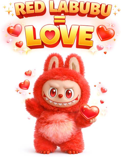 Have Fun RED Labubu Doll |Big Into Energy Love Edition |Best Soft Plush Toy For Gift - 17 cm