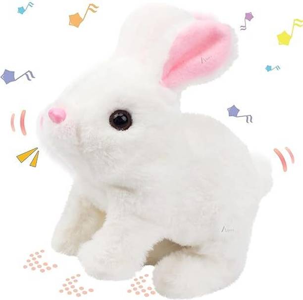 AJDK MART Jumping Rabbit Wiggling Ears, Twitching Mouth and Nose, Bunny Rabbit Toy  - 17 cm