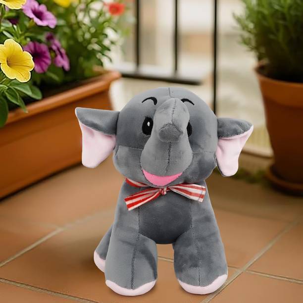 Pocketique Cuddly Elephant Doll for Baby Boys & Girls Soft Plush with Big Ears & Bow Tie  - 26 cm