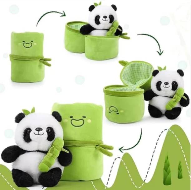 Khatu shyam Baby panda bamboo 2 in1 soft toys gift set  - 11 mm