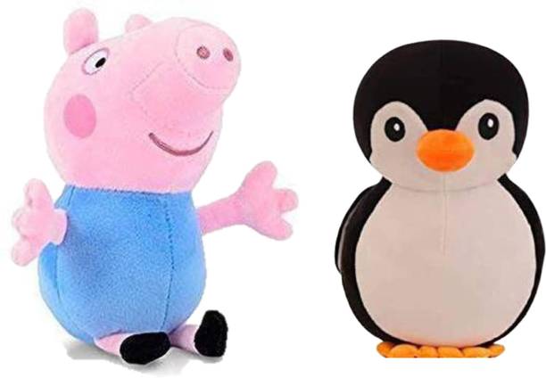 Nihan Enterprises LOVELY combo of GEORGE PIG & PENGUIN soft toy for kids & gifting  - 25 cm
